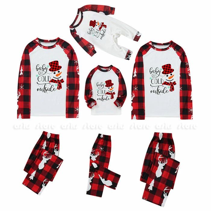 Rakuten - 親子ペア クリスマス パジャマ ルームウェア 上下セット 家族お揃い ペアルック 長袖 パンツ チェック柄 親子コーデ クリスマス衣装 スノーマン 雪だるま クリスマスイブ 寝間着 パパ ママ キッズ ベビー パーティー サンタコス 親子ペアルームウェア 部屋着 かわいい
