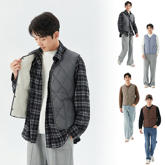 Rakuten - 【クーポンで10％オフ】中綿ベスト メンズ ベスト 裏ボアベスト 全6色 冬服 厚手 裏起毛 防風 防寒 保温性 軽量 無地 ベスト ポケット付き 中綿 アウター 2つタイプ 普段着 大人 学生 男性 日常着 通勤 通学 防寒対策 暖かい カジュアル 大きいサイズ M L XL 2XL 3XL 4XL