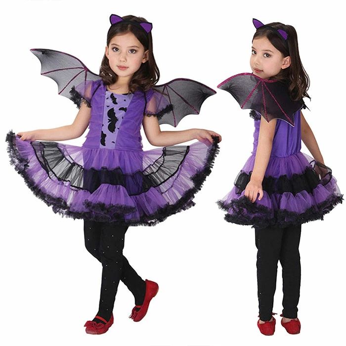 Rakuten - ハロウイン衣装 子供 女の子 コスプレ コウモリ ワンピース 半袖 羽 カチューシャ チュチュ スカート 舞台衣装 子供服 コウモリ コスチューム 吸血鬼 バンパイア 変身 小悪魔 魔女 巫女 お化け イベント halloween パーティー コスプレ衣装 ちゅちゅ チュチュスカート 可愛い