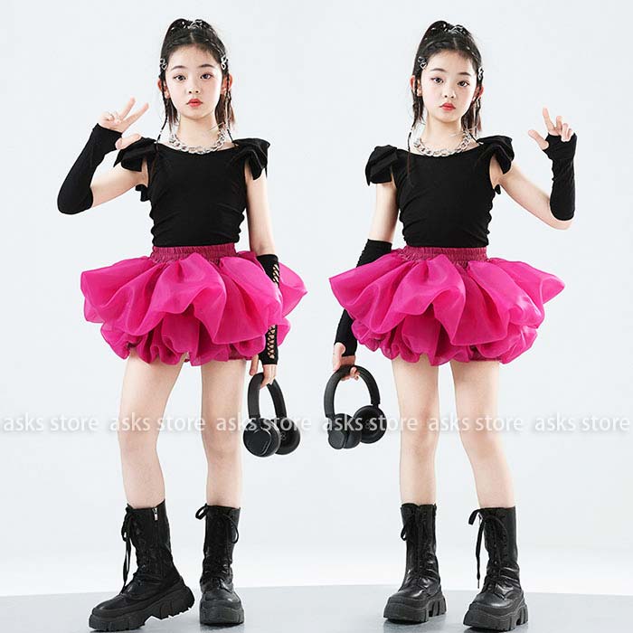 Rakuten - 女の子 ダンス衣装 ジャズダンス 衣装 ヒップホップ ステージ 演出服 トップス スカート 可愛い チュチュ キッズダンス衣装 セットアップ 子供 jazz hiphop チアダンス かっこいい ステージ衣装 団体服 ジュニア 子供 チアガール かわいい 発表会 イベント 大きいサイズ