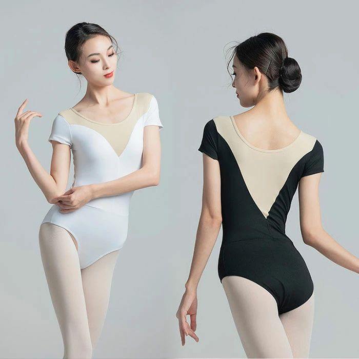 バレエレオタード 大人 全12色 半袖 配色 バレエ レオタード バレエ用品 バレリーナ 新体操 練習着 レッスン着 レオタード単品 スカートなし 胸パット付 レディースダンスウェア 体操服 ダンス発表会 ステージ衣装 大人 無地 シンプル エレガント おしゃれ S M L XL 2XL 3XL