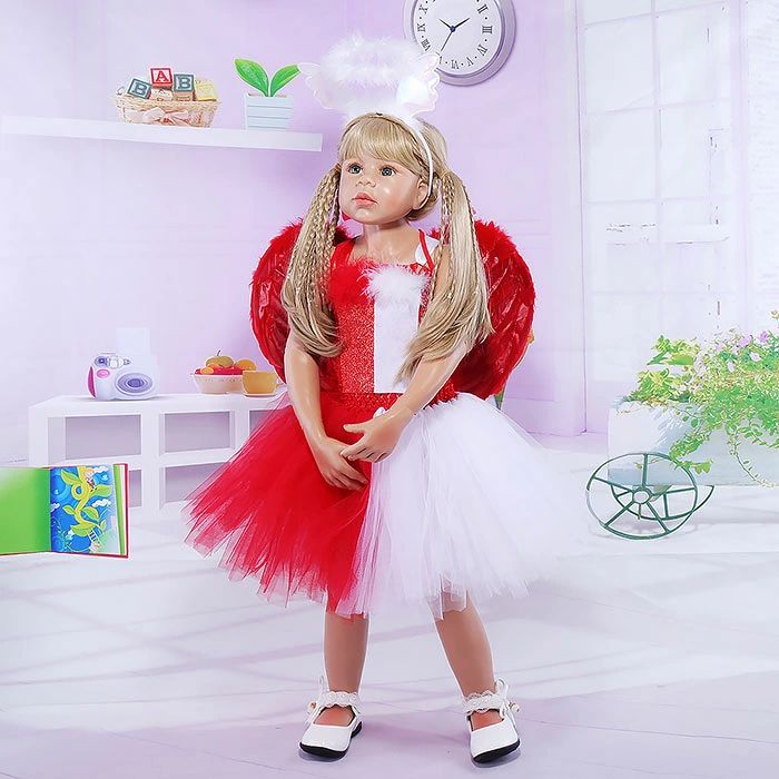 クレオパトラセレクトのワンピース ハロウイン衣装 子供服 女の子 子どもワンピース カチューシャ 羽 3点セット 天使 悪魔 チュチュ コスプレ衣装 仮装 ハロウイン コスチューム 姫系 舞台衣装 団体お揃い 演出服 イベント マスカレード 発表会 文化祭 パーティー 子ども ジュニア 可愛い｜アングル2