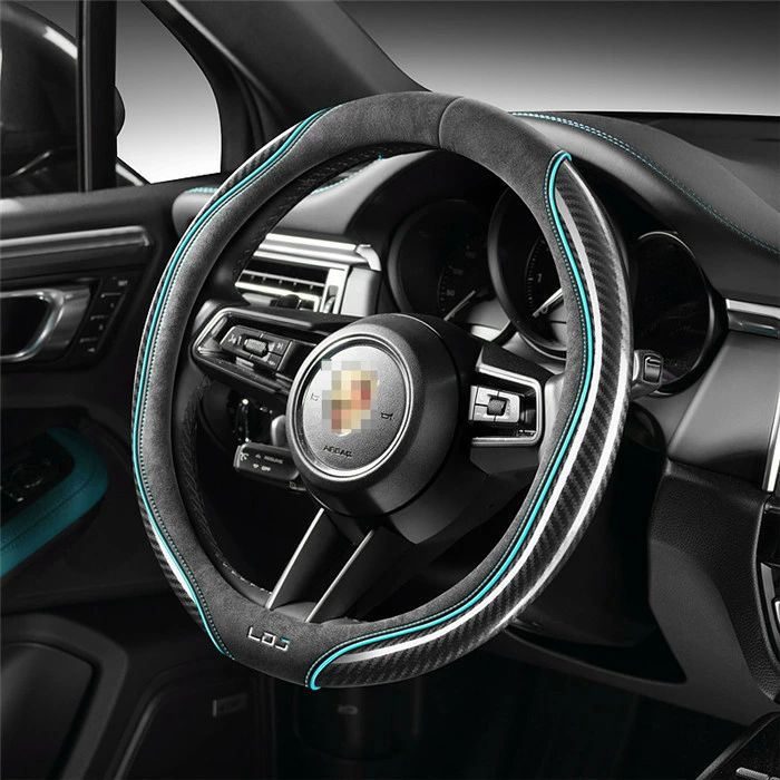 【クーポンで10％オフ】ハンドルカバー ステアリングカバー 普通車 軽自動車 アルカンターラ 革 カーボン調 通気 38cm O型 D型 ビジネス おしゃれ かわいい 内装パーツ 握りやすい 汎用 通気 高級感 滑り止め ドレスアップ 簡単装着 内装用品 洗える