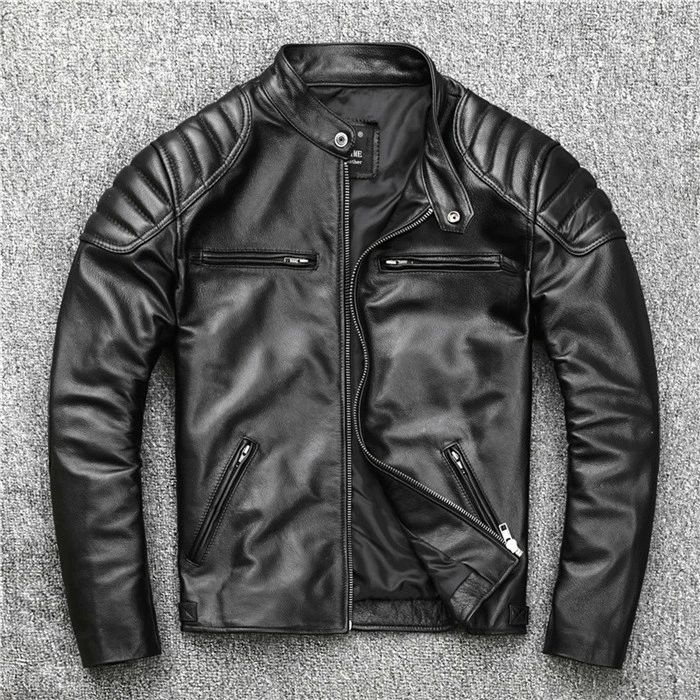 Rakuten - 【クーポンで10％オフ】バイクジャケット 革ジャン 皮ジャン アウター ライダース ライダースジャケット バイク レザージャケット 本革 真革 牛革 牛レザー 防風 防寒 レザー お洒落 革ジャン メンズ 大きいサイズ