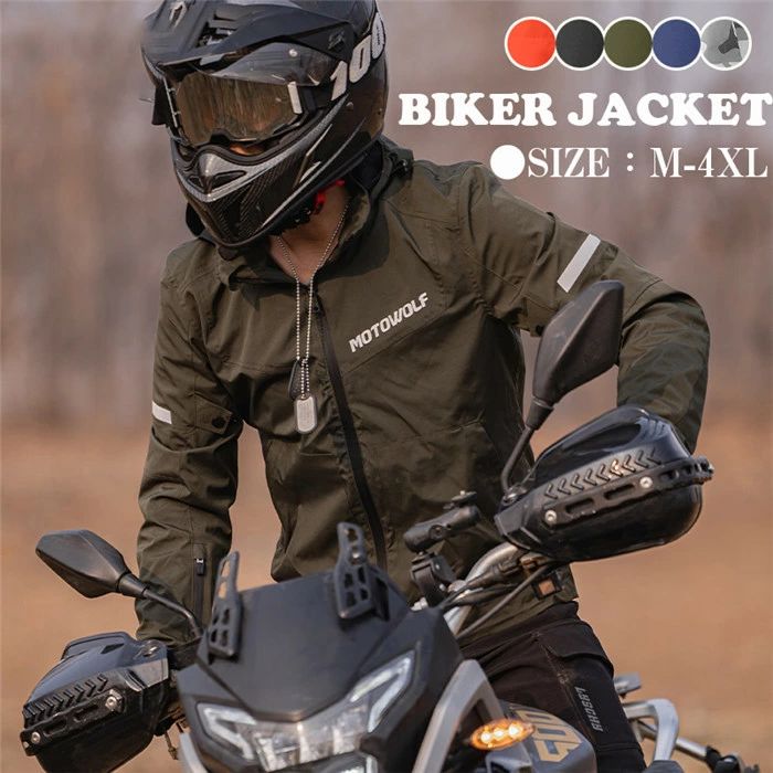 バイクジャケット ライダージャケット レーシング ツーリング バイクウエア メッシュ CE規格パッド付 メッシュジャケット 防水 反射材 通気 自転車ウェア 長袖 メンズ 涼しい フード付き