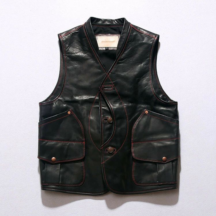 バイク革ベスト パンク風 ライダーメンズ 馬革バイクジャケット ライダースベスト 牛革バイクベスト バイクウェア レザー お洒落 ファッション 本革 送料無料 父の日