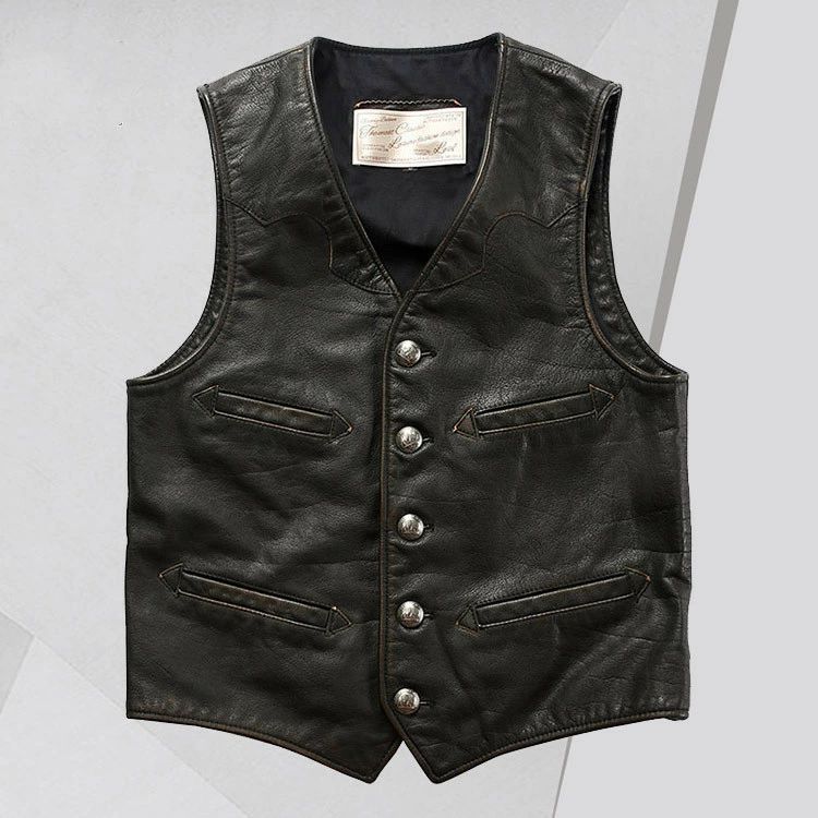 バイク革ベスト ライダーメンズ 牛革 バイクジャケット ライダースベスト 牛革バイクベスト バイクウェア レザー 本革 前開き カジュアル 革ジャン 父の日