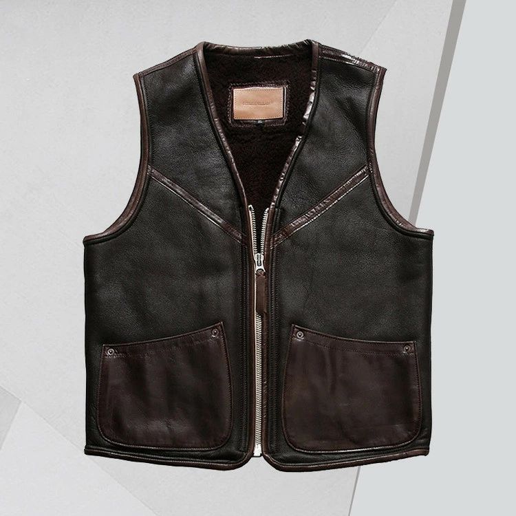 バイク革ベスト ライダーメンズ 羊革 バイクジャケット ライダースベスト 羊革バイクベスト バイクウェア レザー 本革 前開き カジュアル 革ジャン Vネック 父の日
