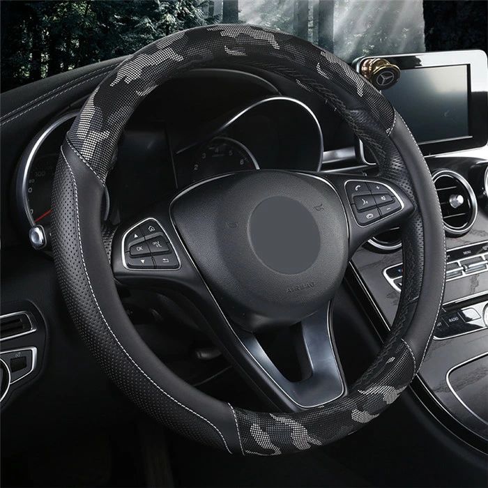 ハンドルカバー ステアリングカバー 普通車 軽自動車 レザー 革 36/38/39cm O型 ビジネス おしゃれ かわいい 内装パーツ 握りやすい 汎用 通気 高級感 滑り止め ドレスアップ 簡単装着 内装用品 洗える
