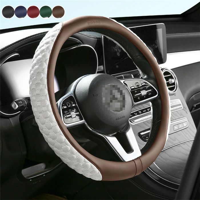 ハンドルカバー ステアリングカバー 普通車 軽自動車 自動車 レザー 革 通気 38cm O型 D型 ビジネス おしゃれ かわいい 内装パーツ 握りやすい 汎用 通気 高級感 滑り止め ドレスアップ 簡単装着 内装用品 洗える 可愛い シンプル カー用品 車載用 車載