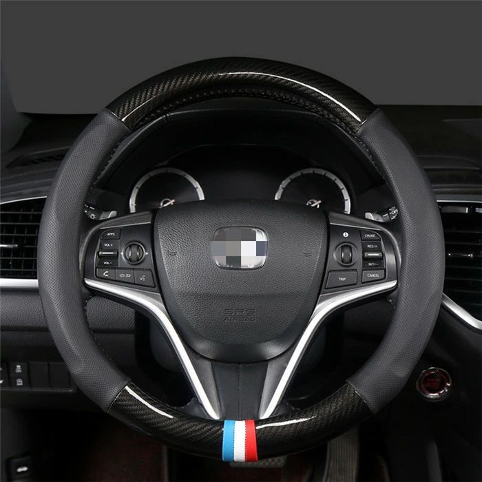 Rakuten - 【クーポンで10％オフ】ハンドルカバー 自動車用 軽自動車 革製 撥水 おしゃれ ステアリングカバー 握りやすい 簡単装着 乗用車 内装用品 カー用品 車 シンプル 38cm 汎用 車用品 父の日