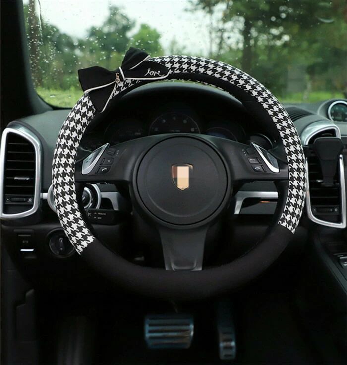 ハンドルカバー ステアリングカバー リボン 滑り止め 汚れ防止 カー用品 汎用 自動車内装 男女兼用 可愛い ドライビング 38cm O型 四季兼用 シンプル 車用品 父の日