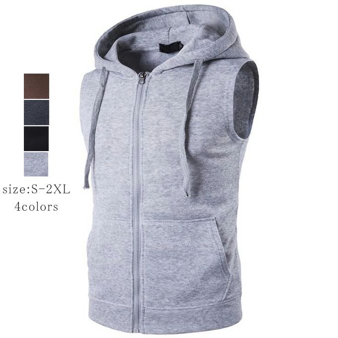 タンクトップ メンズ フード付き ノースリーブ カジュアル ストレッチ スポーツ かっこいい トップス 春夏 春 新作 送料無料