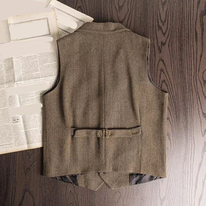 ベスト メンズ スーツ ジレ ツイード ウール 暖かい スリム シングル 細身 ビジネス 結婚式ベスト フォーマル 紳士 男性用 春 夏 秋 冬 おしゃれ デザイン オールドアメリカン アメカジ お兄系 ファッション ギフト 送料無料