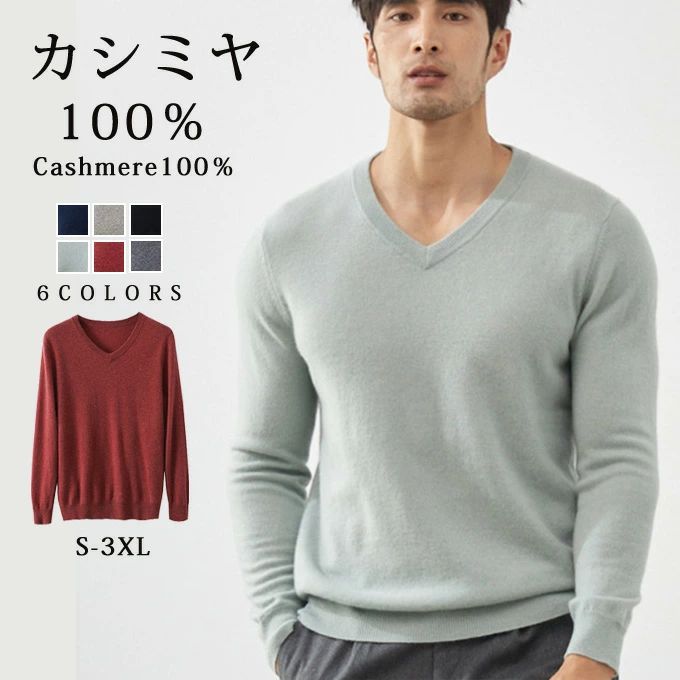 カシミヤ 100% セーター ニット メンズ Vネック トップス 大人 シンプル おしゃれ 軽い 無地 秋 冬 春 冷え取り 普段着 カジュアルセーター オフィス ビジネス 紳士 メンズファッション プレゼント 贈り物 ギフト 送料無料