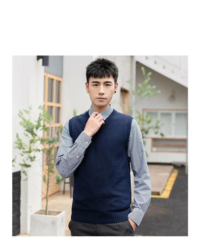 制服 ベスト メンズベスト スクールベスト 秋 冬 制服 無地ベスト ニットベスト 高校 大学生 Vネックベスト 無地 綿100％