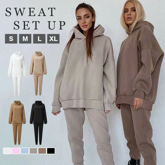 スウェット セットアップ 上下 ジャージ スポーツウェア ルームウェア レディース 上下セット パーカー..