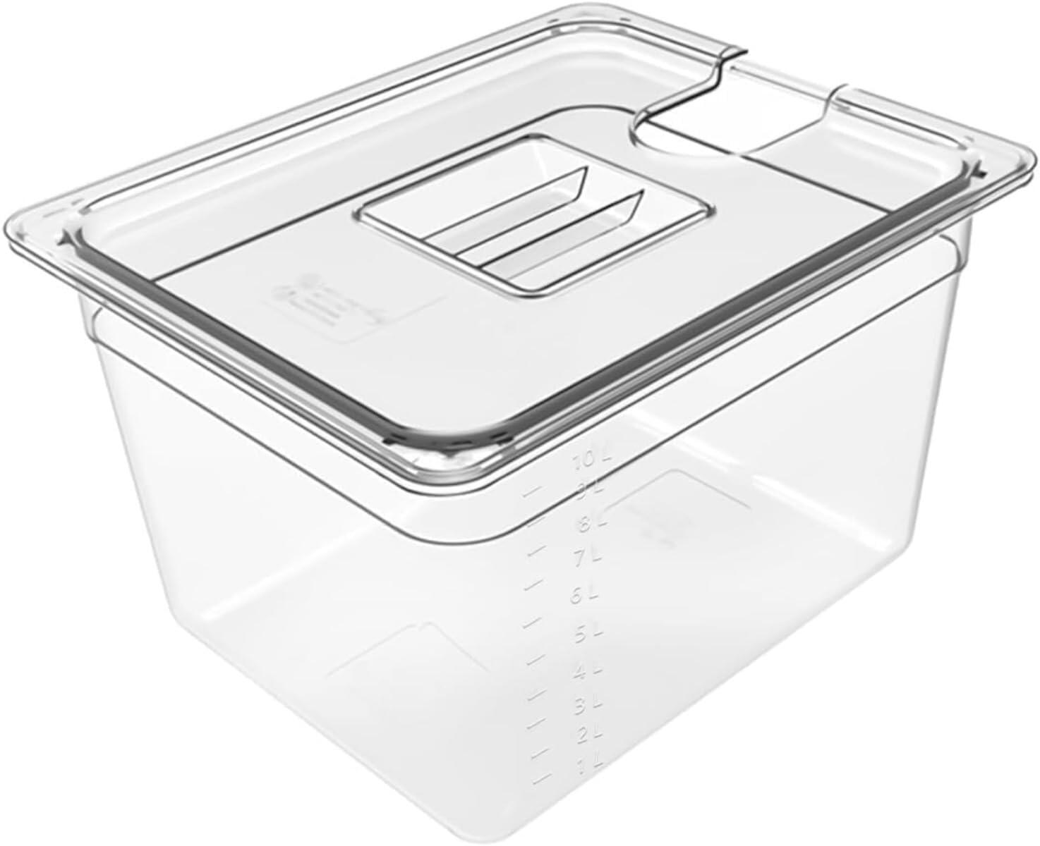 【クーポンで10％オフ】低温調理器専用 フードコンテナー 角型フードコンテナー 11L 32*26*20cm 大容量 専用蓋付き 真空調理法保存容器 sous vide コンテナー 目盛り付き【本体のみ・ラック別売 】 6L/11L/25L 送料無料