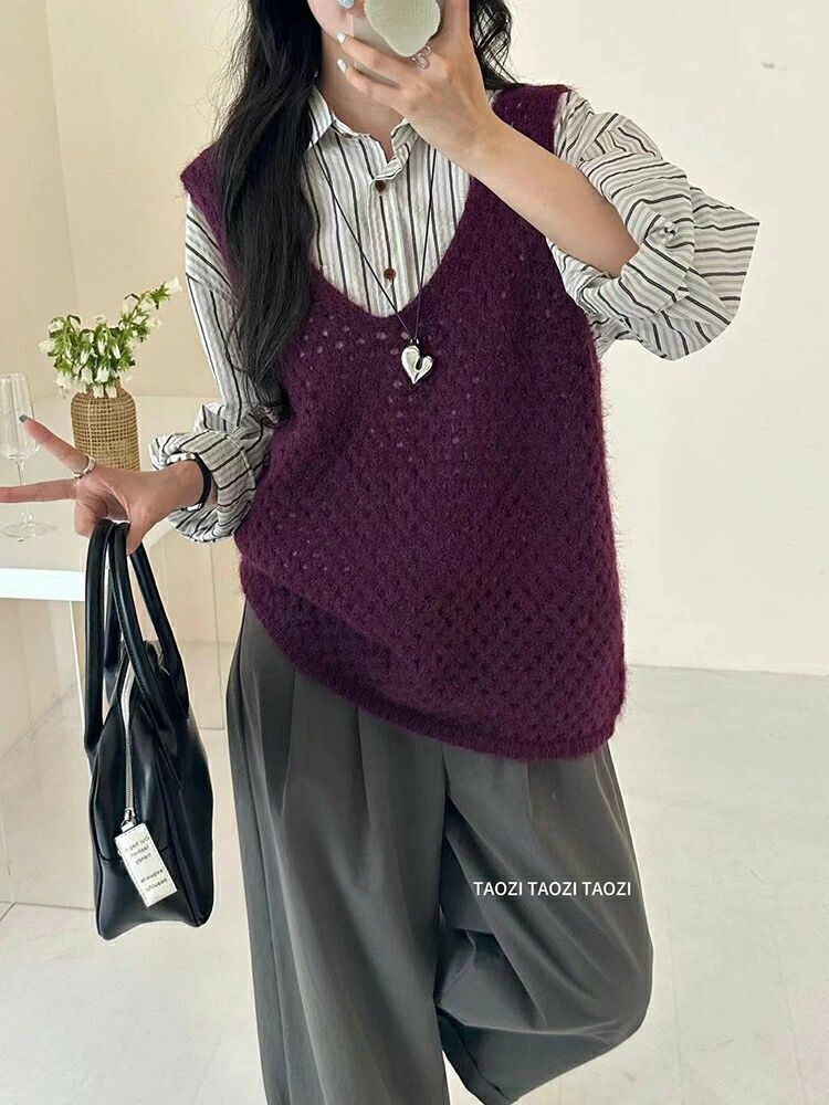 ニットベスト レディース ニット ベスト 春 おしゃれ かわいい コーデ 秋 冬 Vネック ゆったり ノースリーブ カジュアル セーター プルオーバー お洒落 重ね着 オフィス フォーマット 通勤 可愛い ロングベスト 大きいサイズ レイヤード シンプル 透かし彫り ジレ