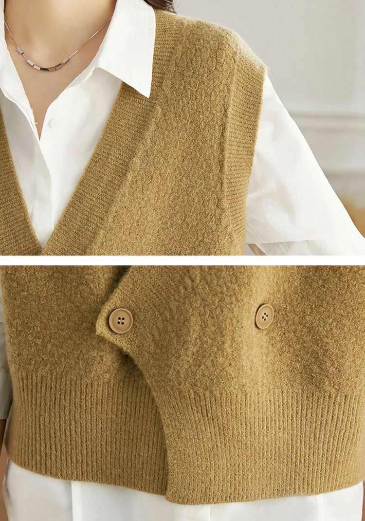 【クーポンで10％オフ】ニットベスト レディース Vネック ベスト 春 秋 冬 前開き ベスト トップス カーディンガン ニット カーディガン ノースリーブ セーター 普段着 レイヤード 重ね着 ゆったり 大きいサイズ 体型カバー カジュアル 大人 ナチュラル