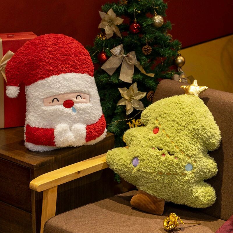 【クーポンで10％オフ】クリスマスツリー抱き枕 窓辺クリスマス飾り サンタクロース人形 クッション ソファ用飾りぬいぐるみ 3