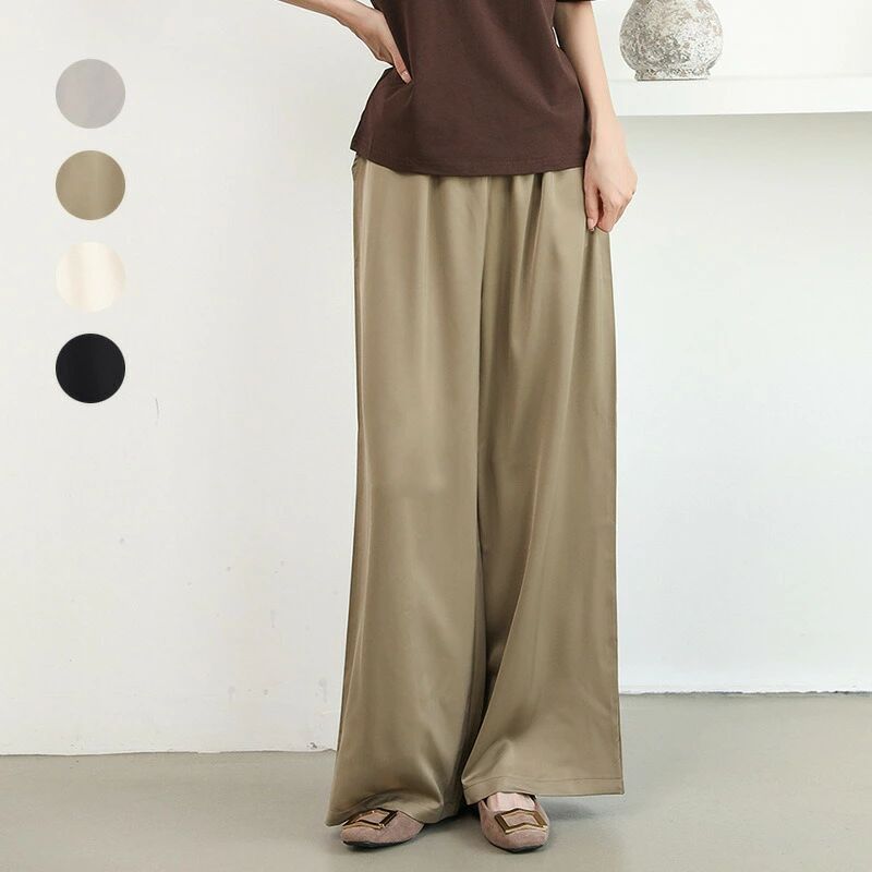 2025年秋 新作 レディース ストレートパンツ ドレープ感 プティット対応 上品 リラックス