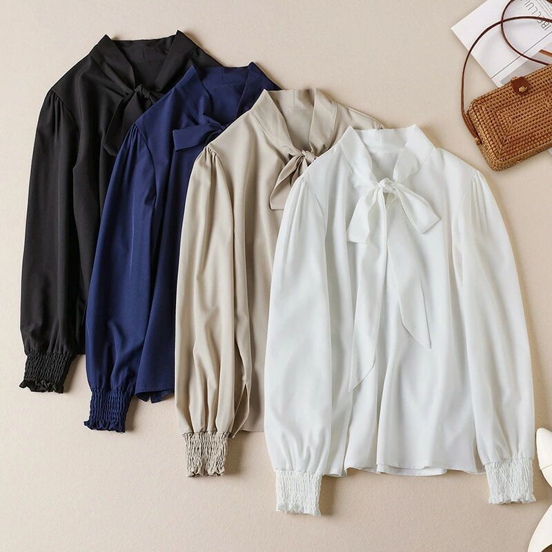 Blouses - 【クーポンで10％オフ】2025年 日韓スタイル レース/シフォンブラウス ゆったり 春秋 多用途