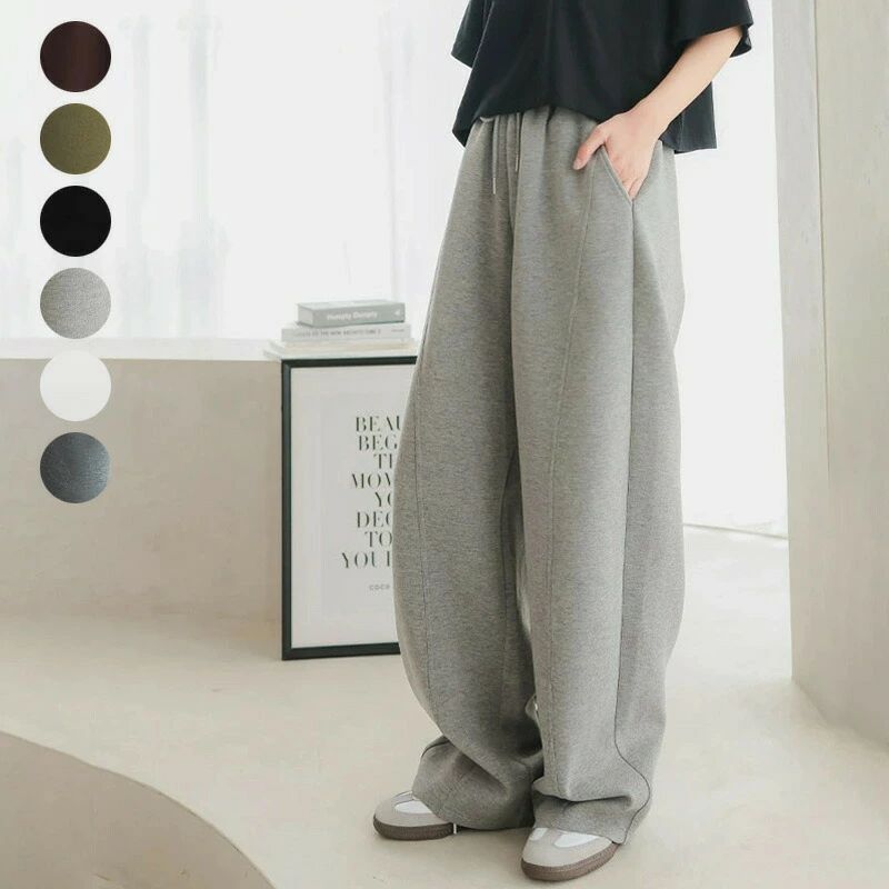 カーブドシルエットパンツ ドレープ感のあるスタイルアップ見えるロングパンツ