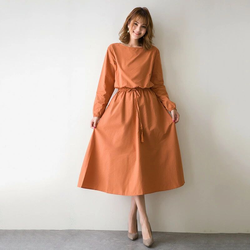 2025春夏新作 レディース コットンリネン ワンピース フレア 大きめサイズ ハイウエスト ゆったり ナチュラル おしゃれ カジュアル