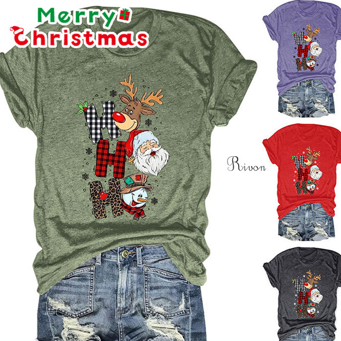 クリスマス tシャツ メンズ クルーネック 半袖 かわいい サンタクロース ティーシャツ ゆったり トップ..