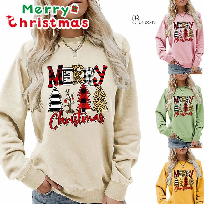 クリスマス トレーナー レディース プリント tシャツ ゆったり コスプレ 衣装 パーカー 長袖 人気 プル..