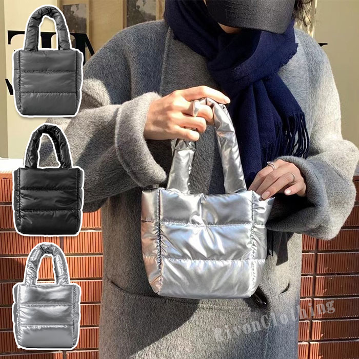 Rakuten - 【クーポンで10％オフ】2way キルティングバッグ ミニ ふっくら可愛い 中綿 ハンドバッグ ショルダーバッグ 斜めがけミニトートバッグ 軽量 小さめ スクエアバッグ 春 秋 冬 ナイロン 手提げ ハンド シンプル 無地 大人 秋冬 カジュアル かわいい 通勤 通学 旅行