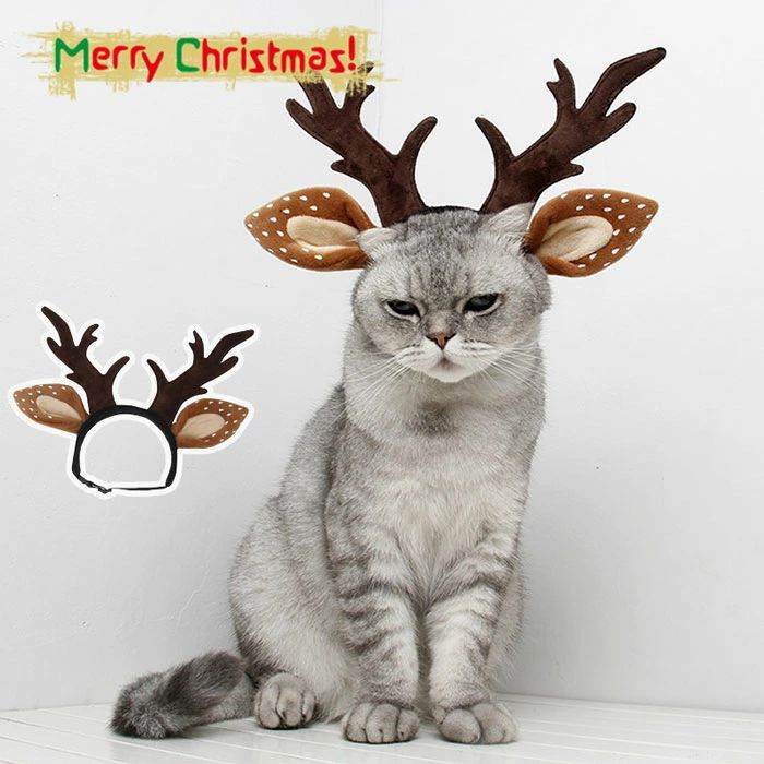 犬 猫 ペット用 カチューシャ トナカイ クリスマス 被り物 犬 猫 トナカイに変身 帽子 かぶりもの 可愛い 猫用アクセサリー クリスマス 鹿の耳 ヘアバンド 犬用コスチューム カチューシャ 小型犬 中型犬 大型犬 仮装 パーティーグッズ S-L