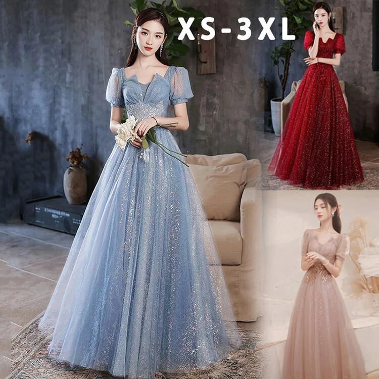 結婚式 ドレス パーティードレス 体型カバー aライン ドレス ロング 演奏会 袖有り 結婚式 ワンピース ..