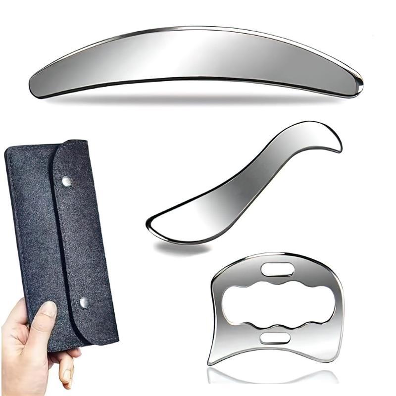 かっさプレート 筋膜リリースツール ステンレスかっさプレート 防水 美顔カッサプレート 首、肩、腕、..