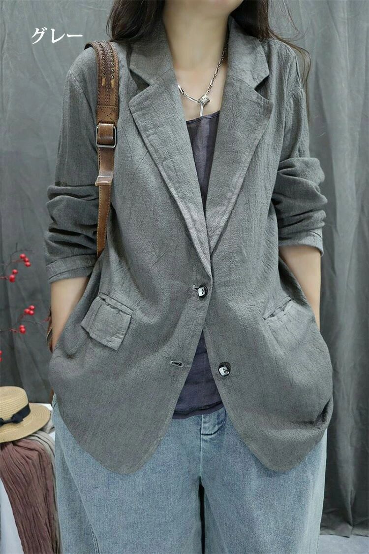 綿麻風 テーラードジャケット レディース テーラード ジャケット チュニック 長袖 ライトアウター フォーマル スーツ カジュアル 夏 トップス オフィス 通勤 OL ビジネス 羽織 はおり 大きいサイズ 春 秋 上着 黒 おしゃれ 30代 40代 50代