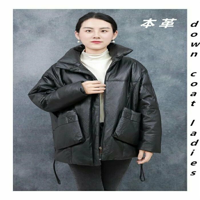 Coat - ダウンコート ダウンジャケット レディース 本革 レザーダウンコート レザーダウンジャケット 革ジャン down coat ladies ビジネス 冬服コート フォックスファー ショット丈 防寒着 ダウンジャケット ラムレザーダウンコート 着痩せ 通勤 OL オシャレ 送料無料