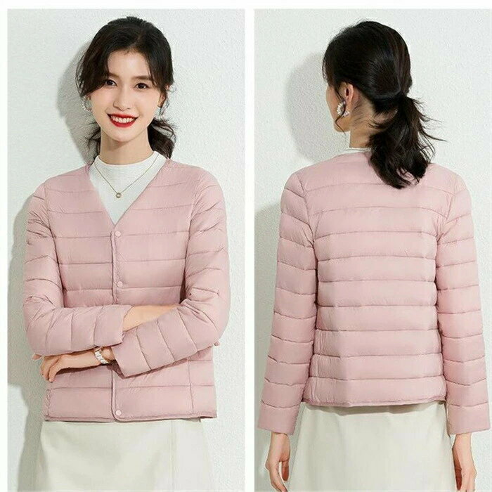 ダウンジャケット 中綿コート レディース キルティングコート ダウンコート 秋冬 ショット丈 軽量 アウター 韓国風 ノーカラー OL 通勤