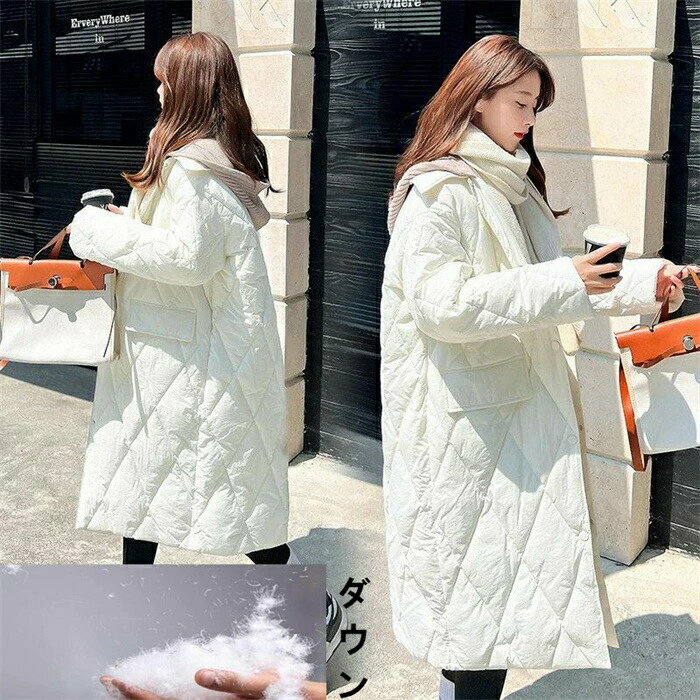 ダウンコート 中綿コート レディース キルティングコート ダウンジャケット ダウンコート 秋冬 ロング丈 軽量 アウター 韓国風 防寒防風 フード取外可能 OL 通勤 送料無料
