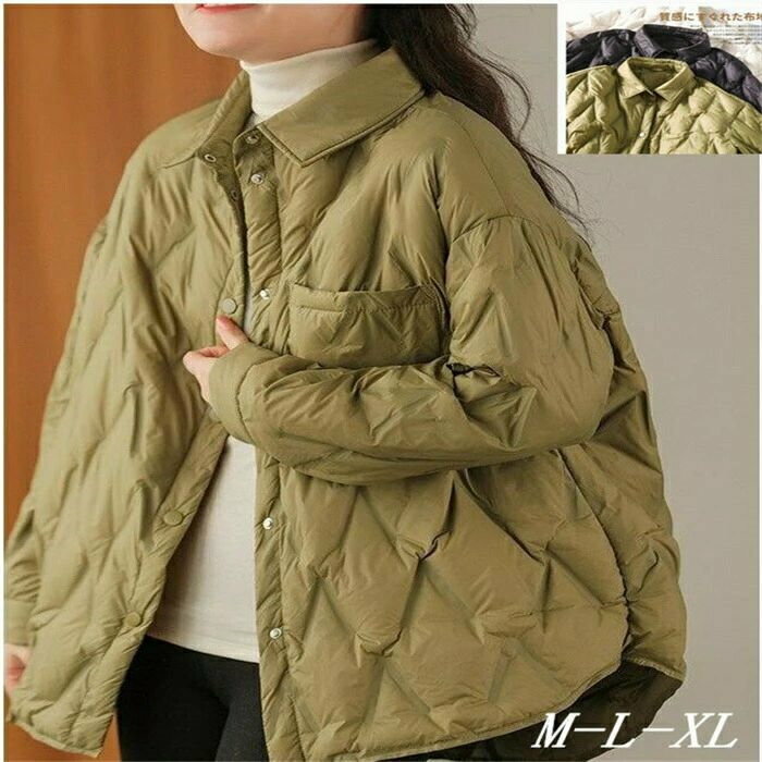 ダウンコート レディース ダウンジャケット ダウン入り ポケット キルティングコート 秋冬 ショット丈 軽量 アウター 韓国風 OL 通勤