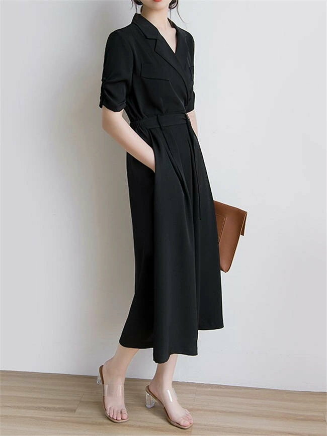 レディース ワンピース 無地 半袖 シャツワンピース 20代30代40代50代 結婚式 春夏新作 韓国 ファッション 母の日 ドレス きれいめ 大きいサイズ 体型カバー 通勤通学 ギフト Aライン おしゃれ 着痩せ お呼ばれ 結婚式 二次会 パーティードレス