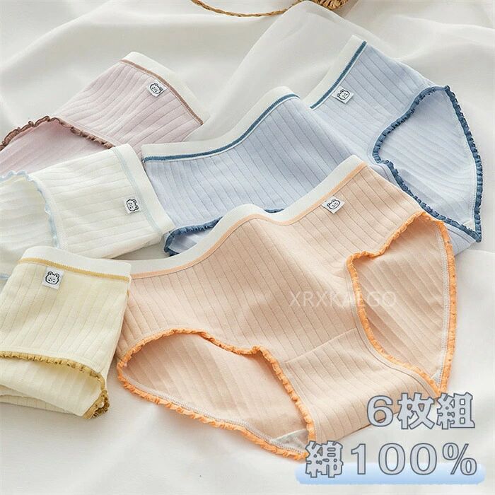 6点セット ショーツ 綿100% レディース セット かわいい レース ショーツ 深ばき 下着 ショーツ 無地 ..