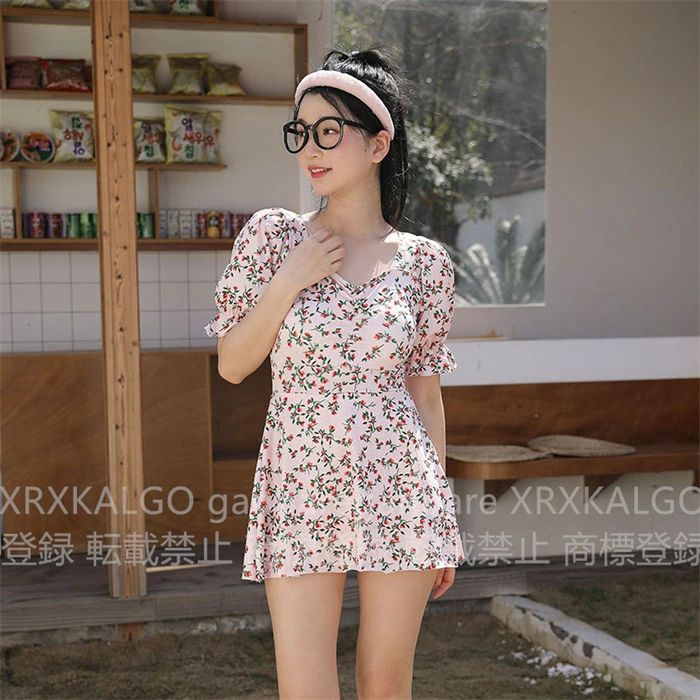 ワンピース水着 体型カバー 水着 レディース 大きいサイズ ママ水着 ミセス 半袖 バスト 盛れる ショートパンツ一体型 露出控えめ 花柄..