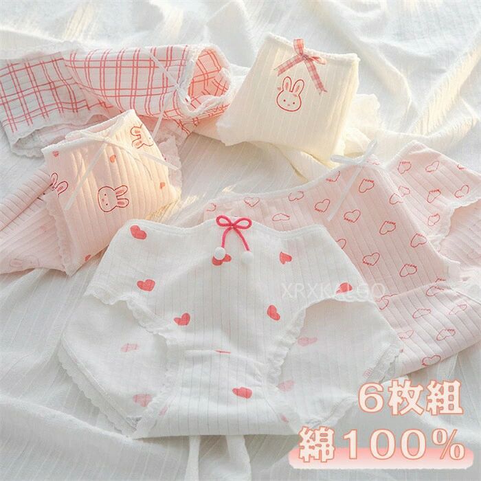 6点セット ショーツ 綿100% レディース セット かわいい レース ショーツ 深ばき 下着 ショーツ 無地 ..