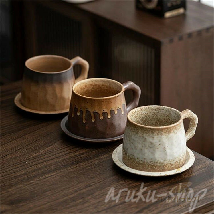 6色 コーヒーカップ 陶器 来客用 おしゃれ 手づくり スプーン付き カップ、ソーサーセット コーヒー カフェオレ 和食器 和風 和食 紅茶 中華風 シンプル 退職祝い 新築祝い 誕生日 ギフト プレゼント