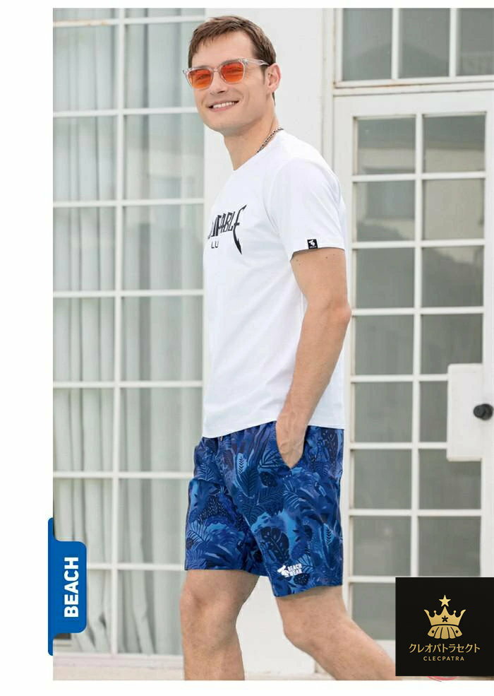 水着 メンズ サーフパンツ ブルー 総柄 メンズ 水着 サーフ サーフパンツ スクール 海パン 水陸両用 海水パンツ ボードショーツ サーフショーツ 海水浴 プール 海パン サーフショーツ ボードショーツ ハーフパンツ 大きいサイズ 膝丈 ひざ丈 プール 海 海水