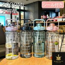 【シール付き】水筒 2リットル ウォーターボトル 2L ウォーター ボトル 目盛り 水筒2リットル ストロー付き タイムマーカー 携帯便利 漏れ防止 洗いやすい 子供 キッズ 大容量 軽量 直飲み 女の子 おしゃれ スポーツ かわいい 女子 大人 プラスチック ジム ヨガ