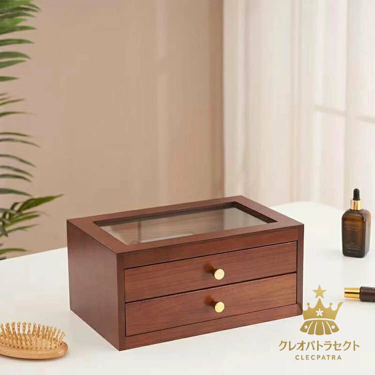 アクセサリーケース 2段式 ジュエリーボックス 木製 アンティーク風 ジュエリーケース アクセサリーボックス 可愛い 指輪 リング ピアス イヤリング ネックレス 収納ボックス 大容量 収納 おしゃれ コンパクト