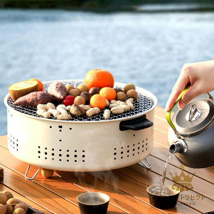 アウトドア 屋外専用 鍋 美味しい炭火焼き キャンプ用品 BBQ オールシーズン 焼肉 炭火 冬 キャンプ 料理 炭 七輪 春 夏 秋 しちりん 七輪鍋 バーベキュー アウトドア用品 炭焼き コンロ 鍋 網焼き 卓上コンロ 焼鳥 餅焼き 卓上 cleopatra7-10018204 クレオパトラセレクト サンプル画像2