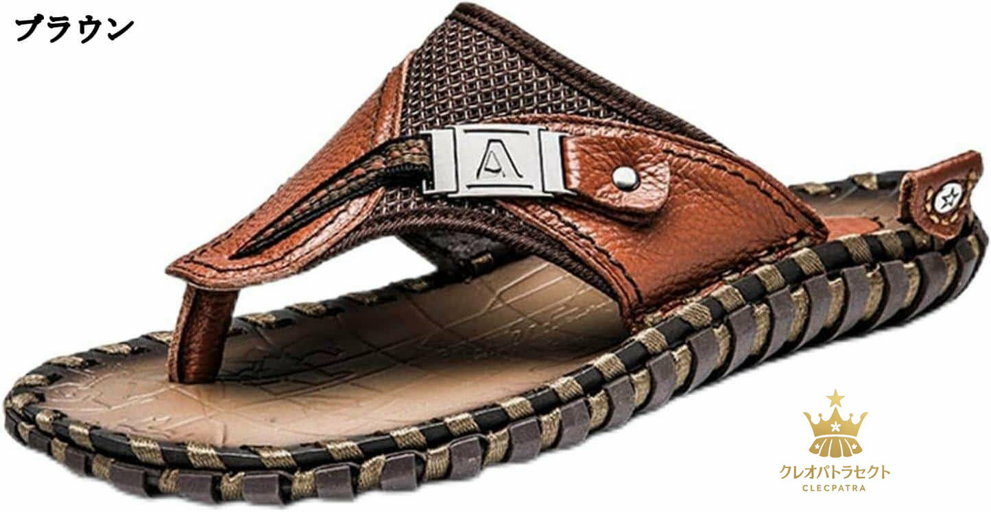 ビーチサンダル レザー メンズ 大きいサイズ 24.0-29.0cm 牛革 スリッパ トングサンダル 夏用 日常履き シンプル かっこいい 滑り止め 耐摩耗 歩きやすい 海 プール 室内